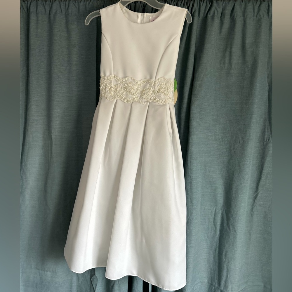 Little Miss Ivory Dress with Lace Accent